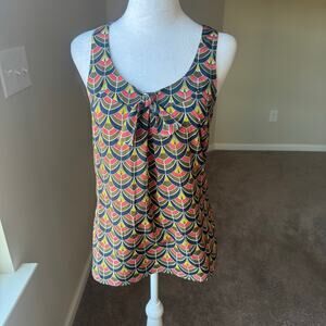 Banana Republic Women's Criss Cross Tank with Tie Detail XS Navy Olive Retro 60s